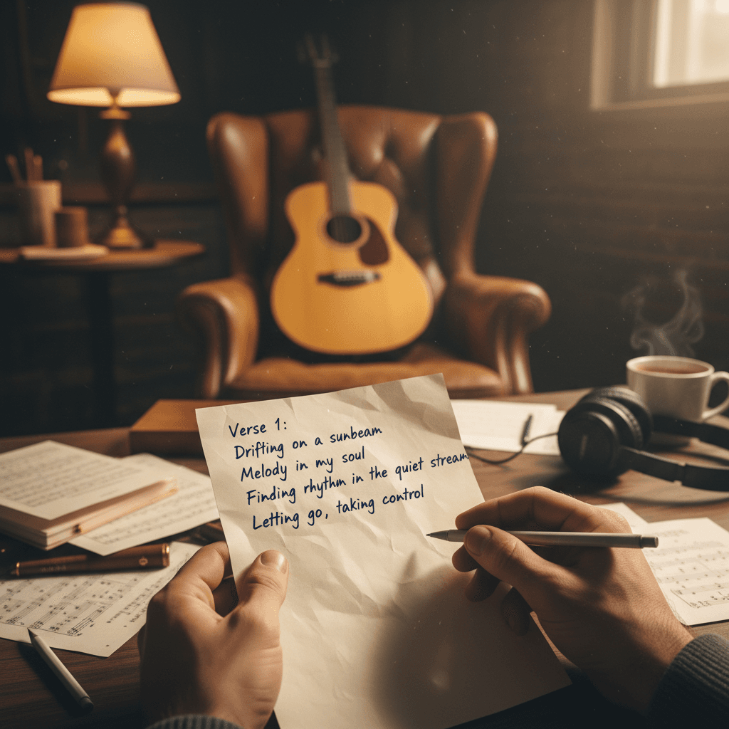 Escritura de letra personalizada con guitarra de fondo