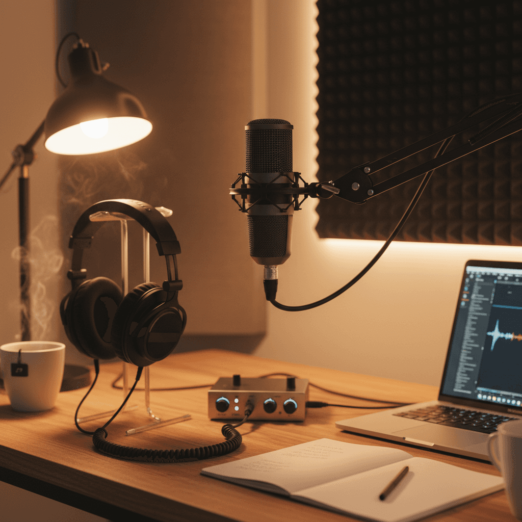 Micrófono de estudio para grabación de canción original